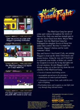 Mighty Final Fight (USA) (Capcom Classics Mini Mix) (Aftermarket) box cover back